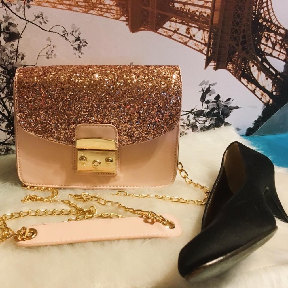 New Pink Glitter Purse Tote Bag